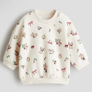 2T NWT H&M BEIGE CHRISTMAS SWEATSHIRT